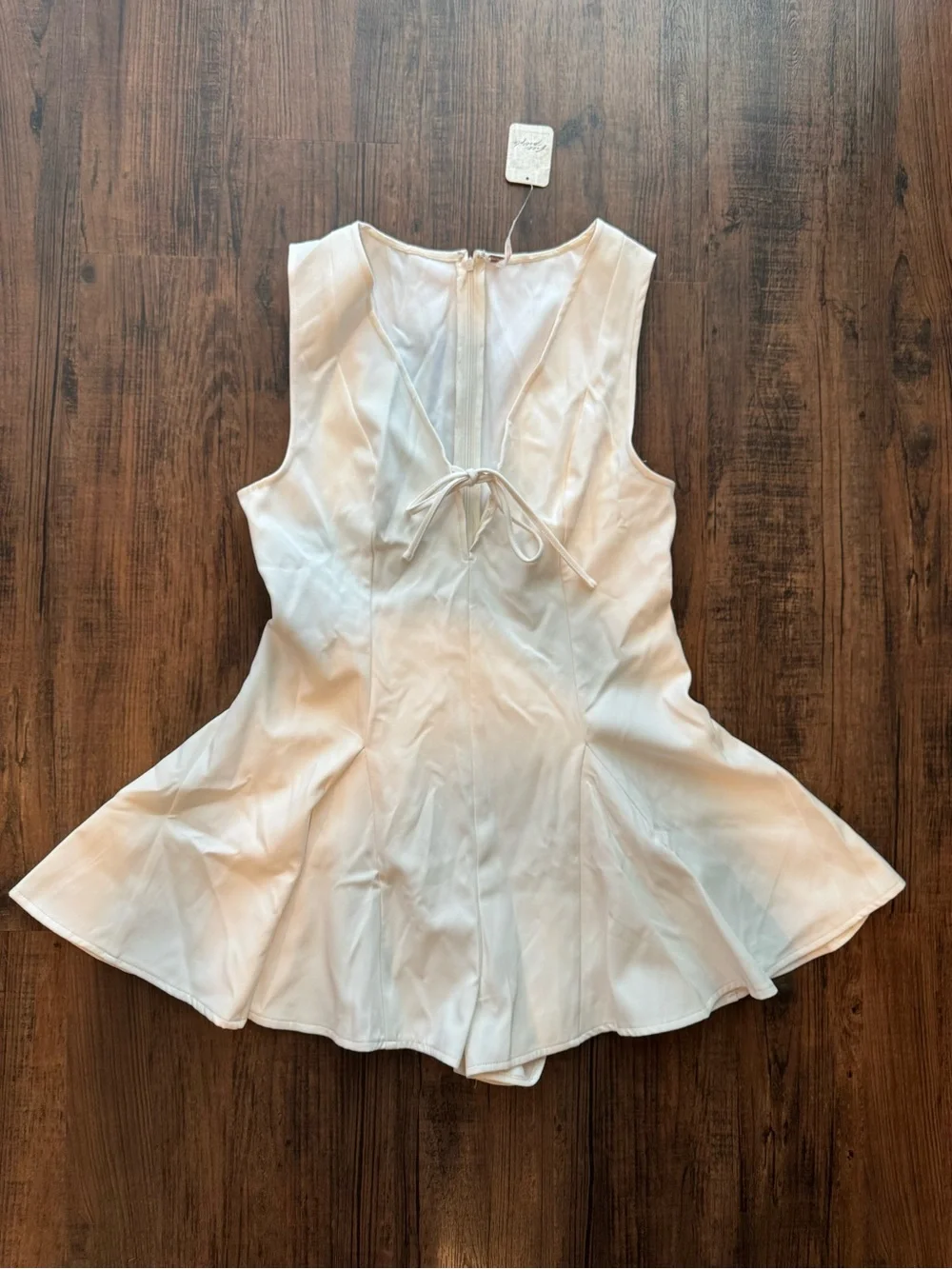 NWT Free People Jace Ivory Tie-Front Short Romper Dress XS-S (see measurements)